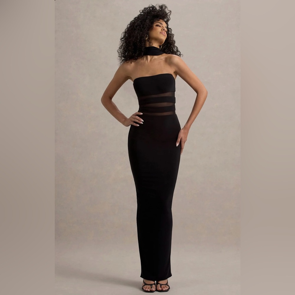 BLACK HIGH-NECK CUT-OUT MAXI DRESS size 4 worn once